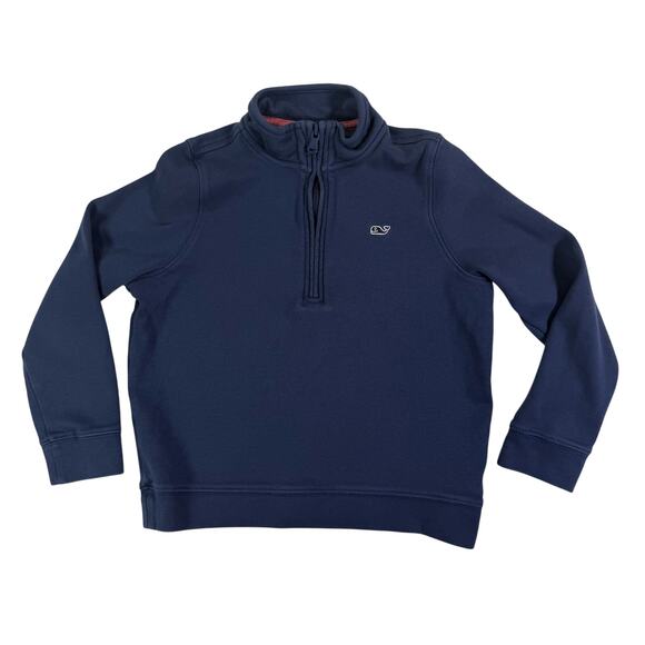 Vineyard Vines Boys 7 Quarter Zip Pullover Blue Whale Logo Sweatshirt - Picture 1 of 4